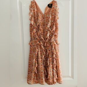 Sachin + Babi Anthropologie peach ruffled floral mini dress sleeveless 4